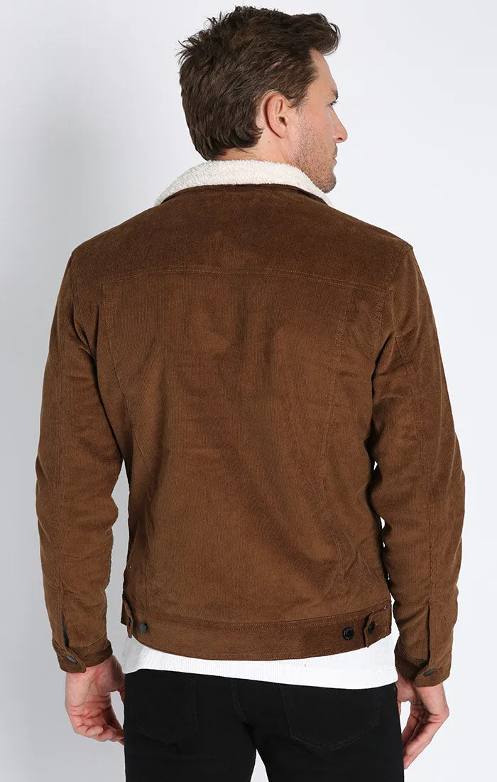 Stretch Corduroy Sherpa Lined Trucker Jacket