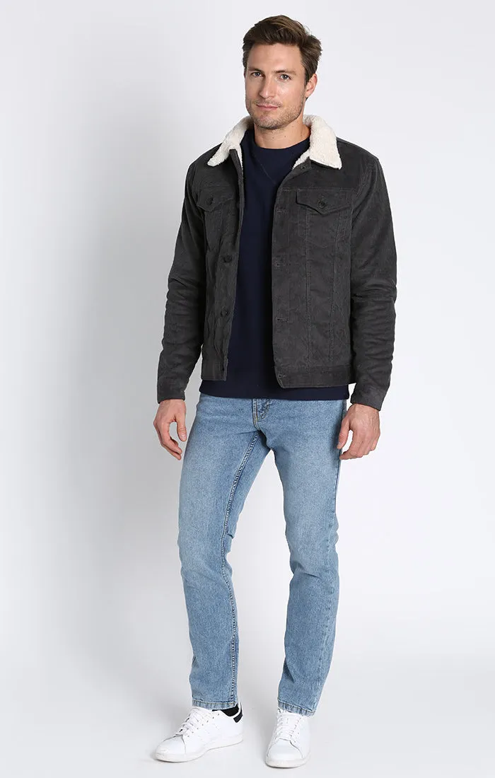 Stretch Corduroy Sherpa Lined Trucker Jacket