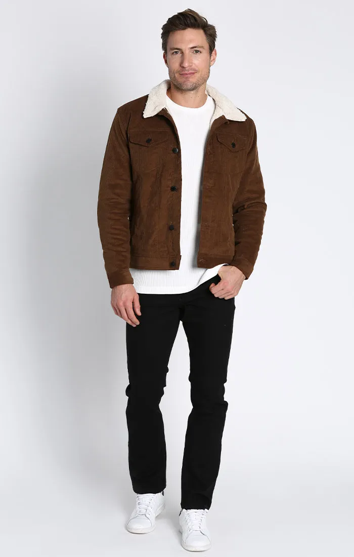 Stretch Corduroy Sherpa Lined Trucker Jacket