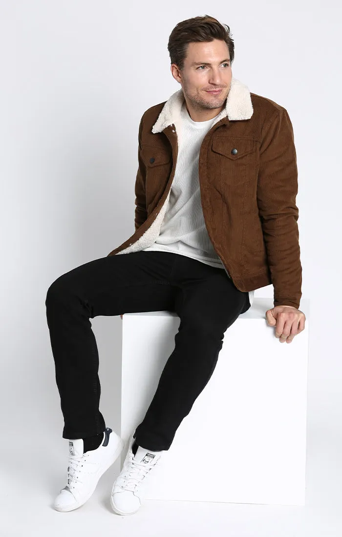 Stretch Corduroy Sherpa Lined Trucker Jacket