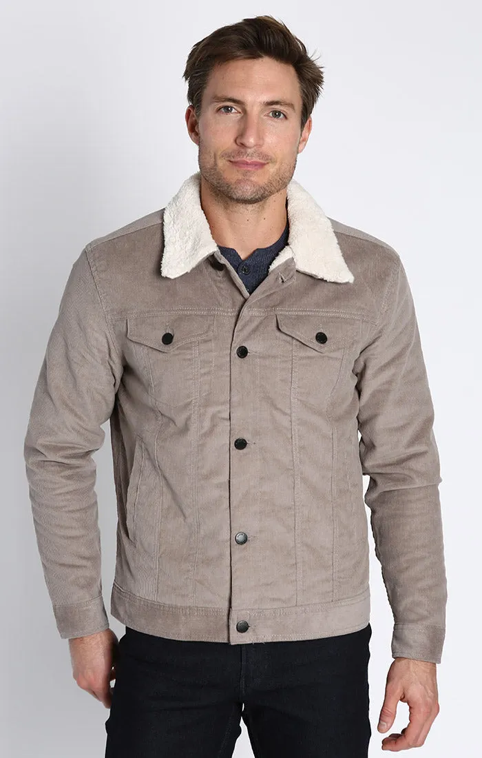 Stretch Corduroy Sherpa Lined Trucker Jacket