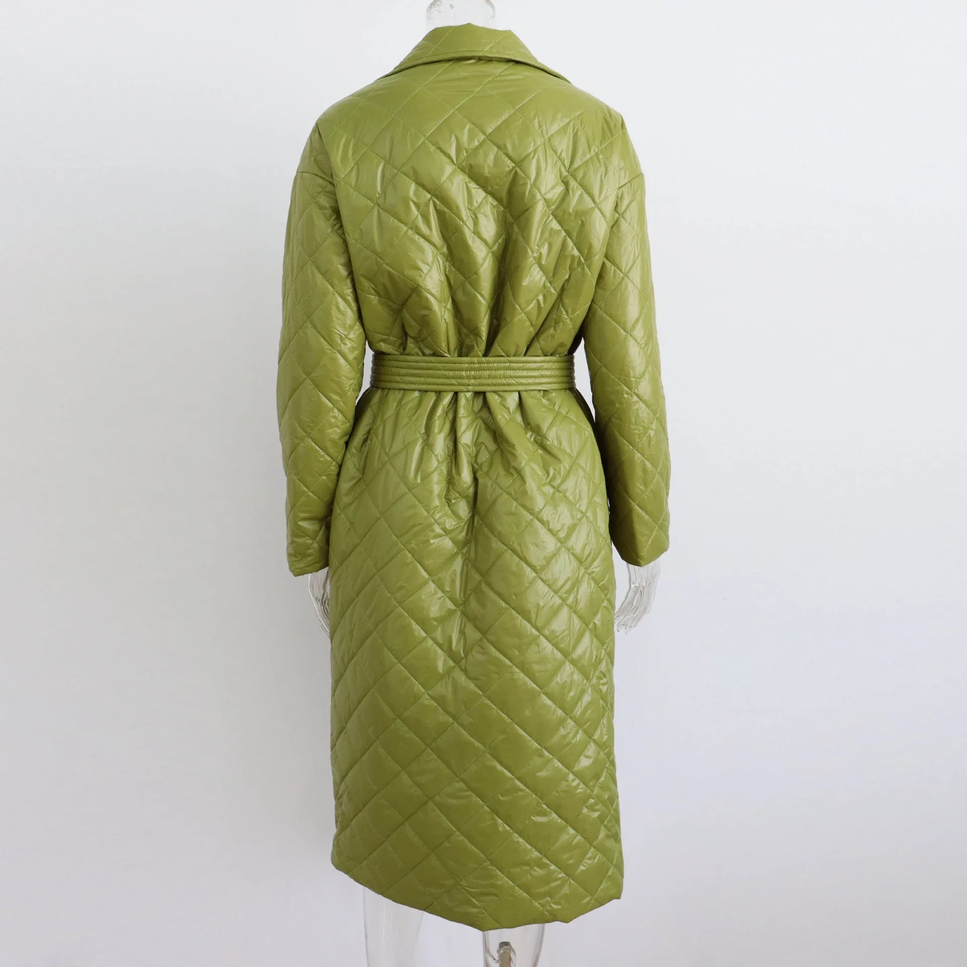 TEEK - Rhombus Pattern Belted Coat