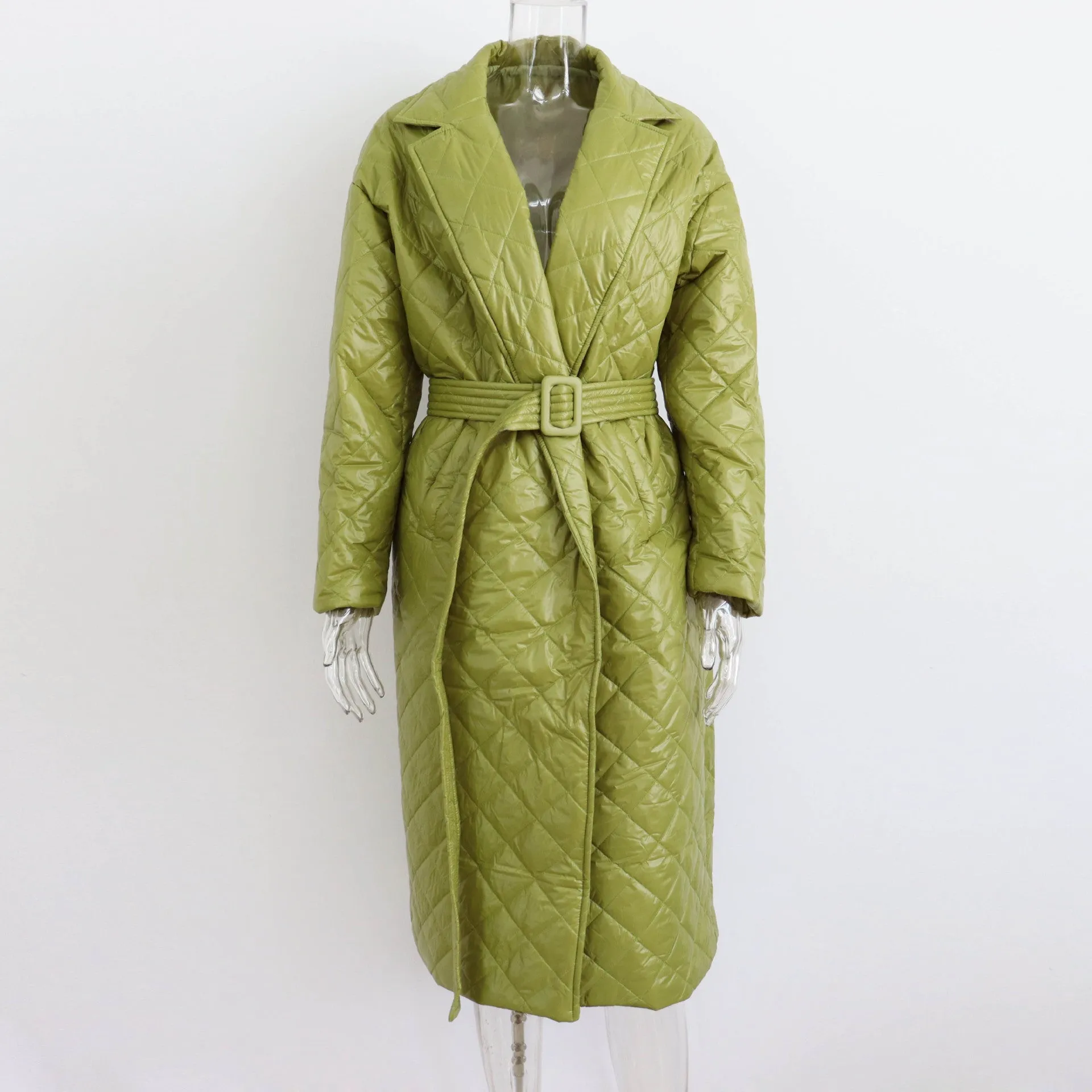 TEEK - Rhombus Pattern Belted Coat