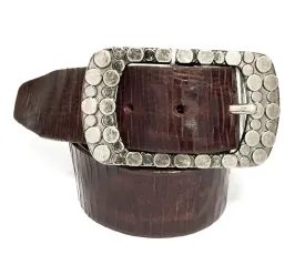 Textured Leather Belt Strap - Brown