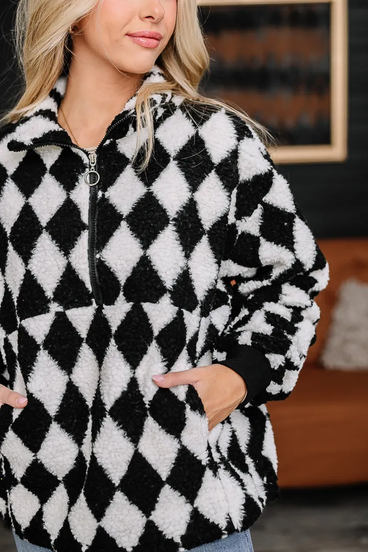 The Finish Line Argyle Sherpa Pullover