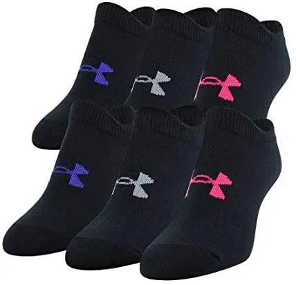 Under Armour Socks - Youth Essential No Show 6 Pack Assorted