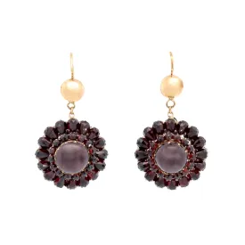 Victorian Gold Filled Bohemian Garnet Dangle Drop Earrings