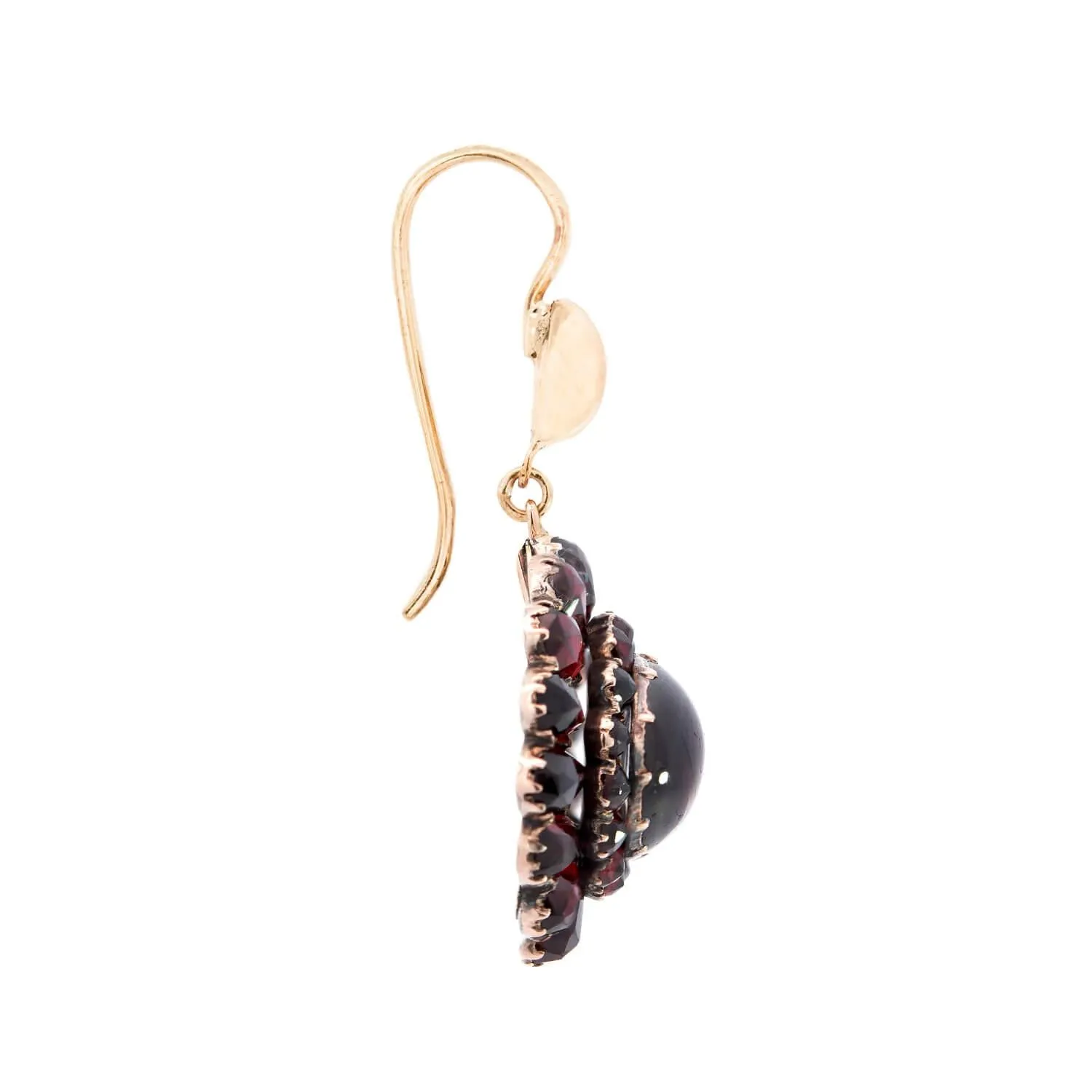 Victorian Gold Filled Bohemian Garnet Dangle Drop Earrings