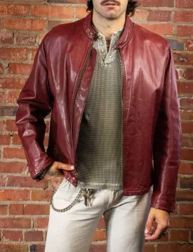 Vintage Rusty Red Cafe Racer Leather Jacket Large