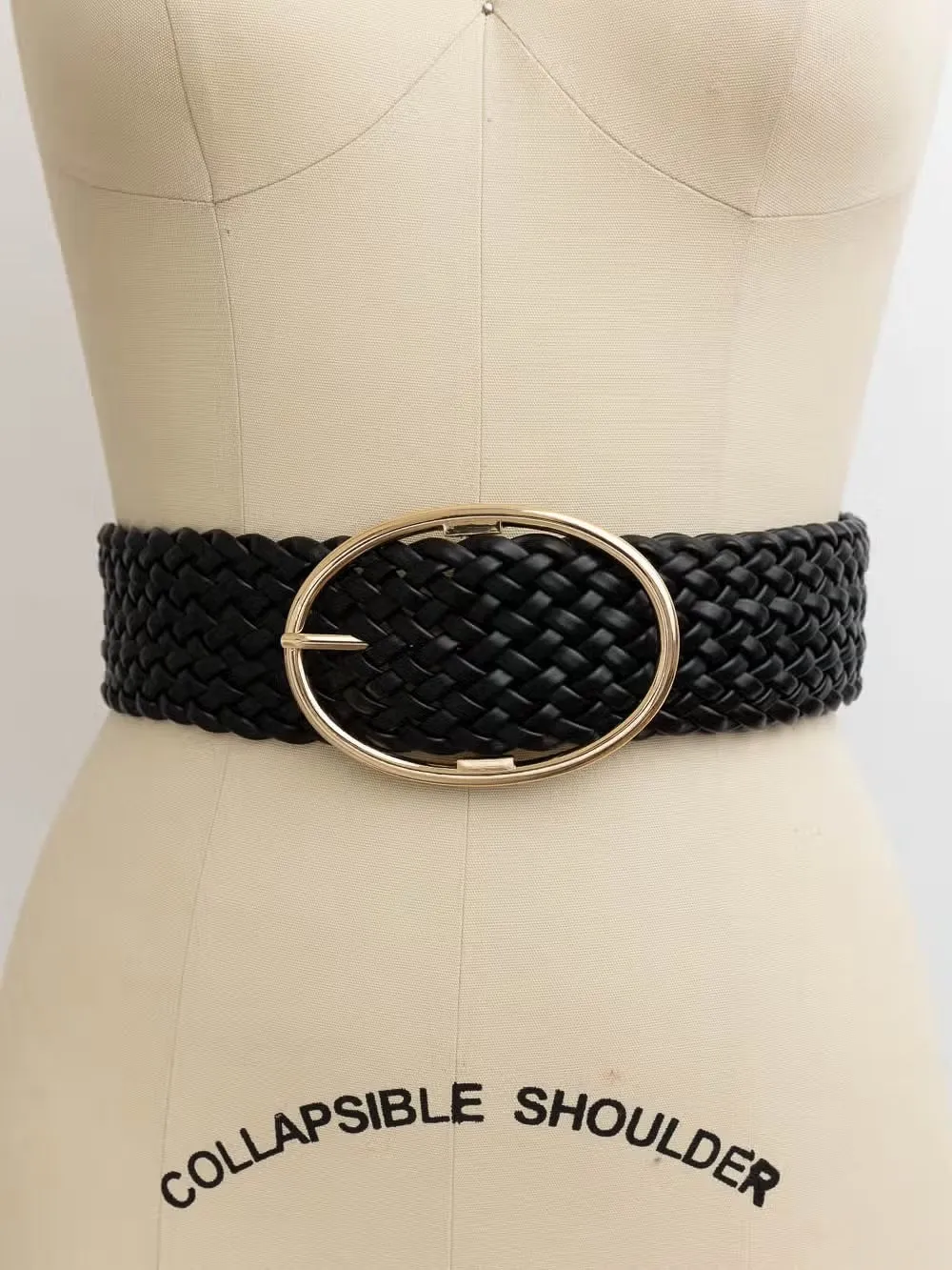 Wide Braided Oval Buckle Belt