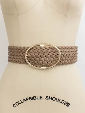 Wide Braided Oval Buckle Belt