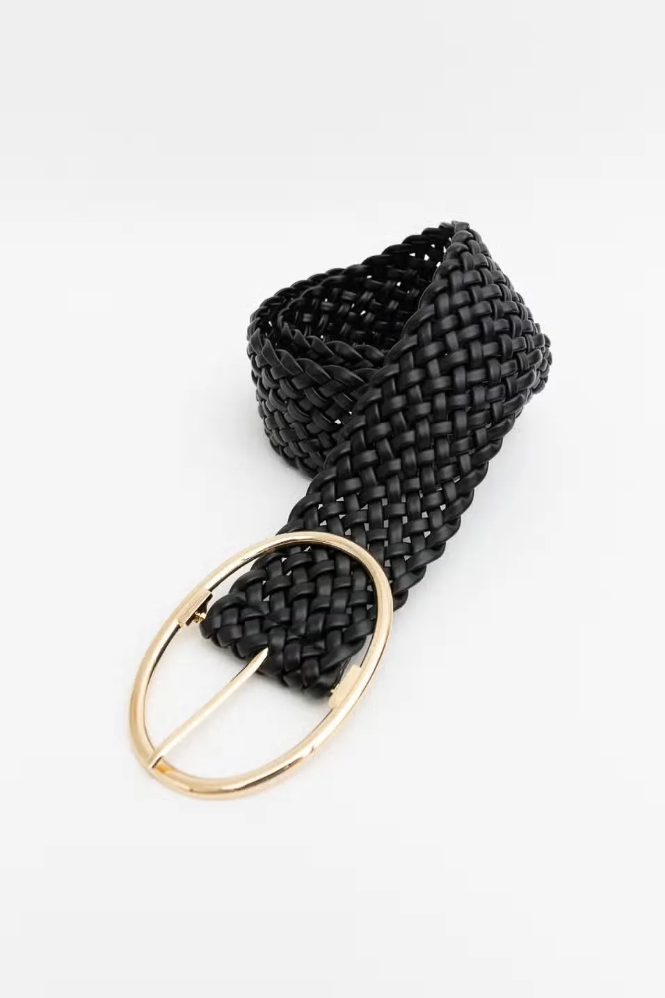 Wide Braided Oval Buckle Belt