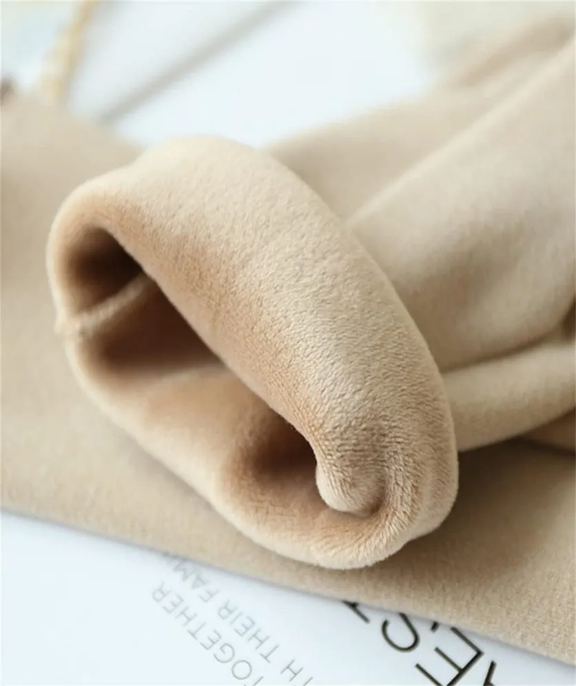 Winter Warm Gloves Women Suede Fleece Elegant Pearl