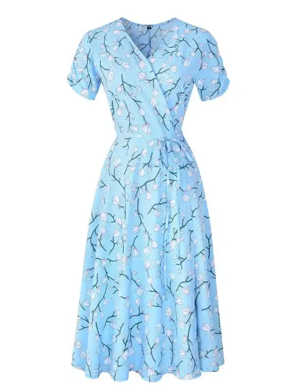 Women’s Bohemian Beach Dress Chiffon Print Swing Dress