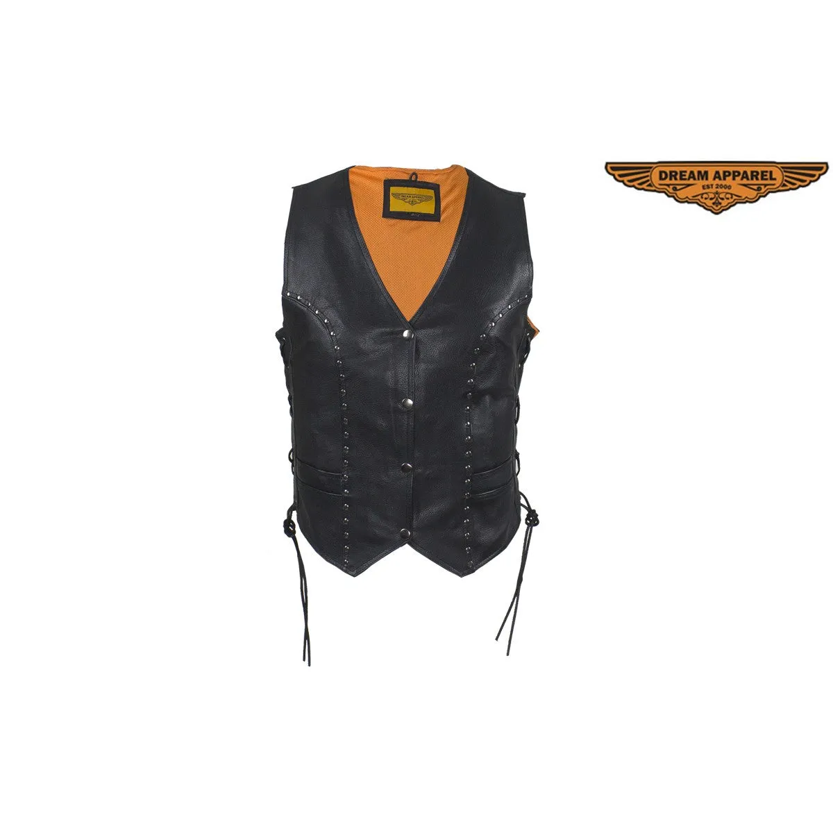 Women's Leather Motorcycle Studded Vest