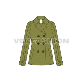 Women's Olive Green Pea Coat