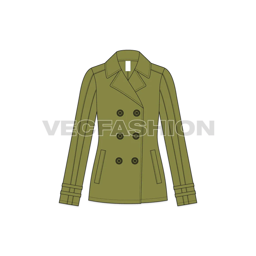 Women's Olive Green Pea Coat