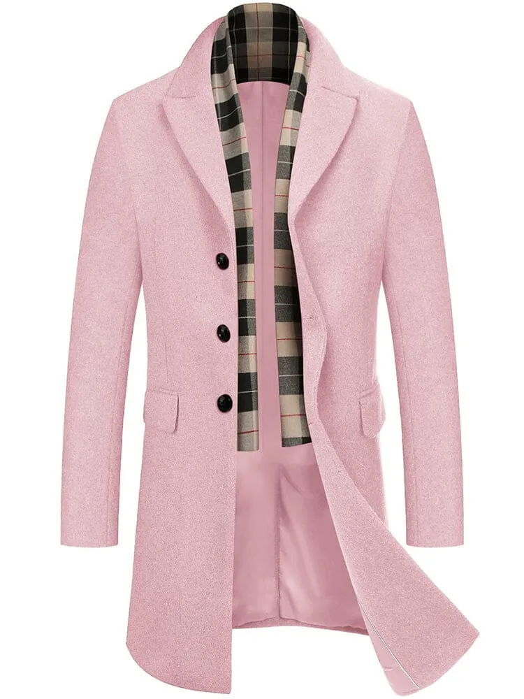 Wool Blend Coat with Detachable Plaid Scarf (US Only)