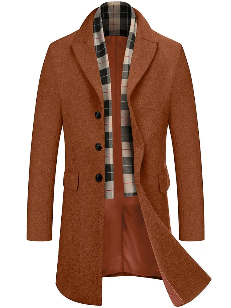 Wool Blend Coat with Detachable Plaid Scarf (US Only)