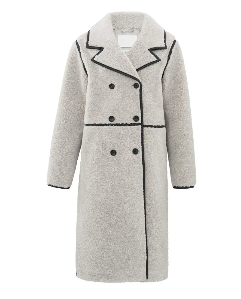 Yaya Dove Grey Faux Shearling Long Coat - UK10