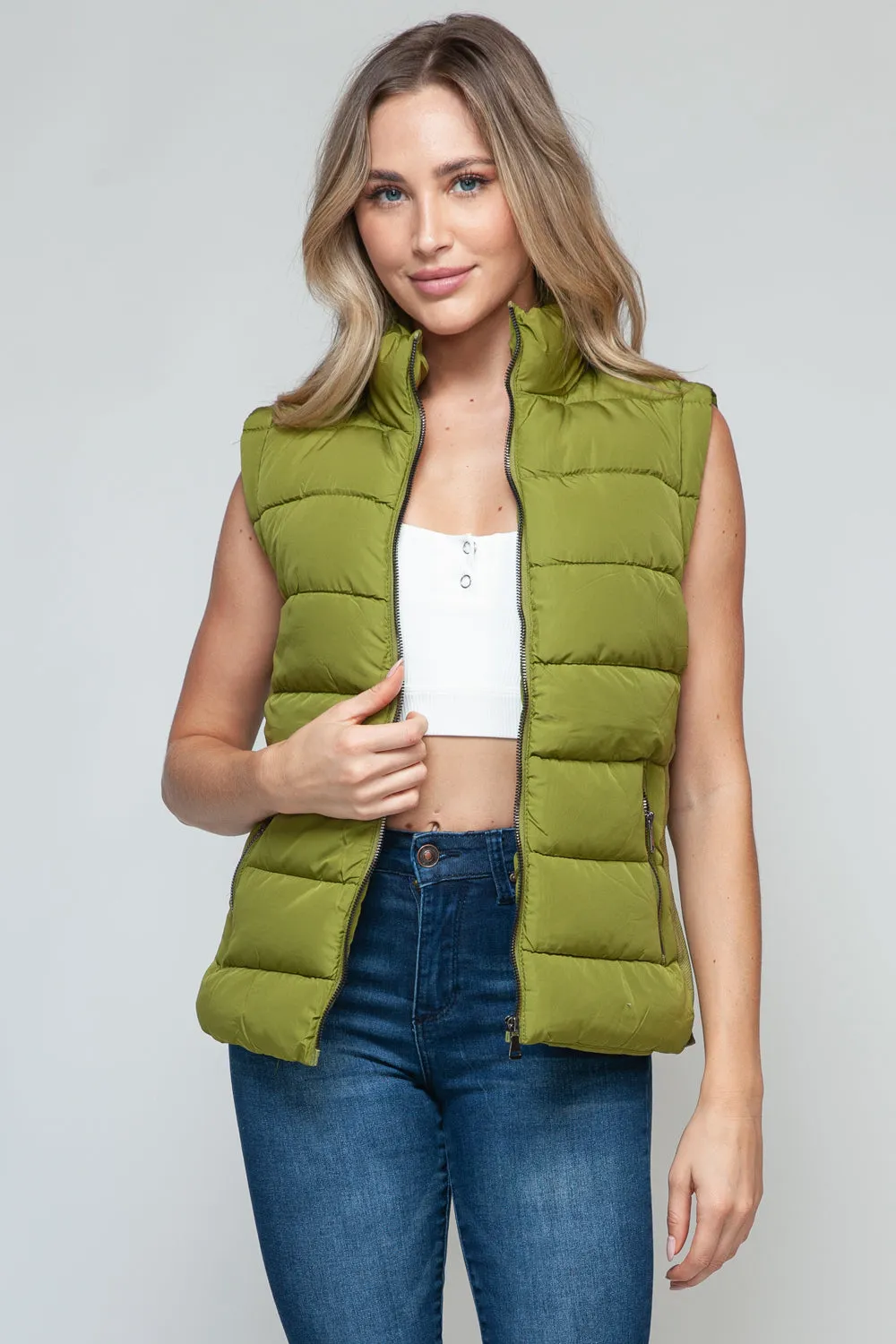 Zip Up Turtleneck Vest with Pockets