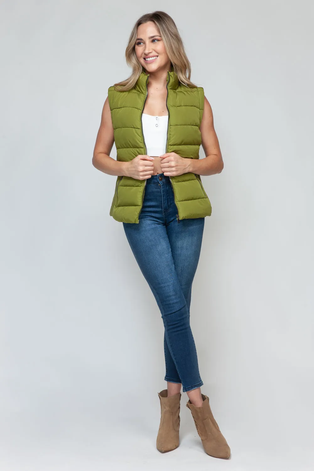 Zip Up Turtleneck Vest with Pockets