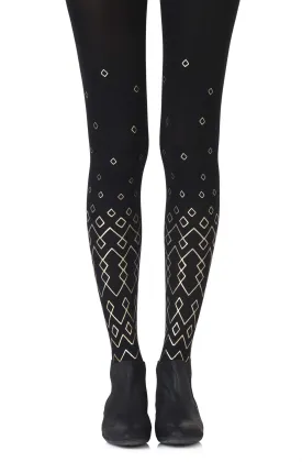 Zohara "Diamonds Are Forever" Black Print Tights